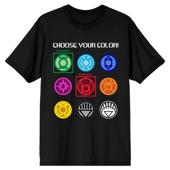 DC Comics Superhero Choose Your Color Gaming Specialty Soft Hand Print Men's Black Tee T-Shirt Shirt-3X-Large