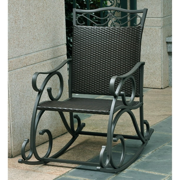 International Caravan Lisbon Resin, Outdoor Resin Wicker Rocking Chair