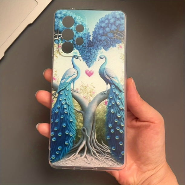Peacock Love Heart Deisgn Soft TPU Case For Samsung Galaxy A14 A13 A34 A54 A23 A53 A52 A73 A72 A02S A03S A51 A71 A22 A12 A33 4G 5G Flexible Clear Silicon Phone Case Cover Protective Shell For Girls Wo