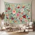 thumbnail image 2 of Sage Green Floral Tapestry for Bedroom Wall Hanging Tapestry, Spring Flowers Leaves Farmhouse Ceiling Backdrop Tapestries Poster Blanket Wall Decor for Teens Room Living Room Dorm 59" x 90", 2 of 8