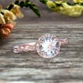 thumbnail image 2 of 1.75 Carat Wedding Ring Aquamarine Engagement Ring 6mm Round Cut Art Deco 10k Rose Gold Halo Design Anniversary Gift Personalized for Brides, 2 of 5