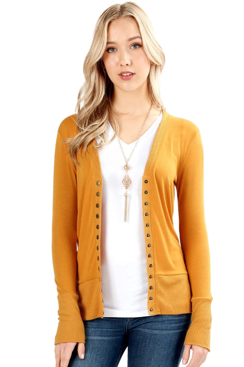 Cardigans for Women Long Sleeve Cardigan Knit Snap Button Sweater