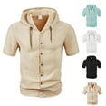 thumbnail image 5 of Purcolt Men's Short Sleeve Hooded Shirts Lightweight Moisture Wicking Button Down Shirt Summer Casual Loose Fit Workout Tops for Beach Vacation Party, 5 of 6