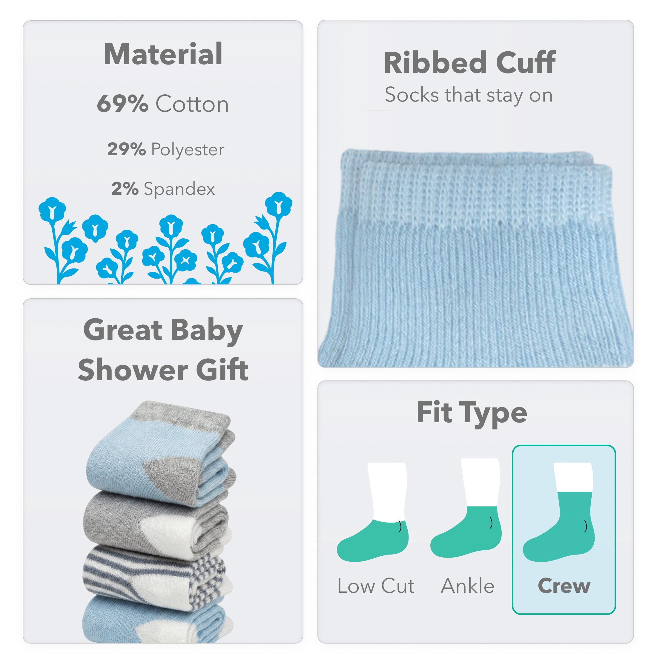 Carter's Child of Mine Baby Boy Crew Socks, 6 Pack, 0-6 Months