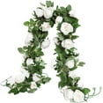 thumbnail image 1 of Nvzi 3 piezas de 6,56 pies de flores artificiales de rosa de seda para colgar en la boda, guirnaldas para decoración del hogar, exterior e interior, flores (blancas), 1 of 5