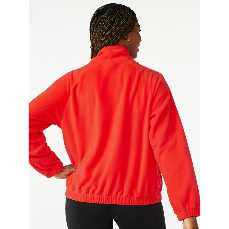 Red fleece online pullover women's