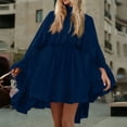 thumbnail image 5 of CIENVNSTG Wedding Guest Dresses For Women Turtleneck Camisole 2 Piece Chiffon Ruffle Mini Dress Set Flowy Layered Outfit Elegant Suit Blue XL, 5 of 5