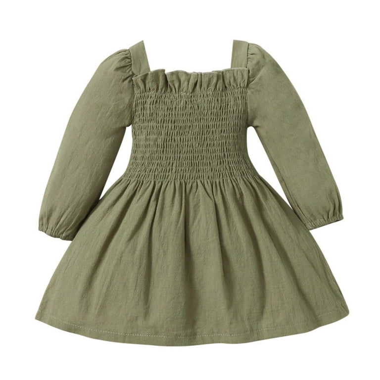 Baby girl long top sleeve smocked dress