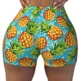 thumbnail image 2 of Lsque Pineapple Pattern High Waisted Biker Shorts for Women-Tummy Control Fitness Athletic Workout Running Yoga Gym Shorts,Moisture-Wicking-, 2 of 9