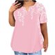 thumbnail image 1 of Camisetas Casuales de las Mujeres Largo Casual Impreso Cuello Redondo Suelto Top, Camiseta de Verano de Manga Corta, 1 of 5