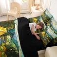 thumbnail image 5 of Catabedysis Stained Glass Camping 7-Piece Twin Bedding,Rustic Bohemian Style Bedding Comforter Set For Boys,Multicolor,Black Reversible, 5 of 7