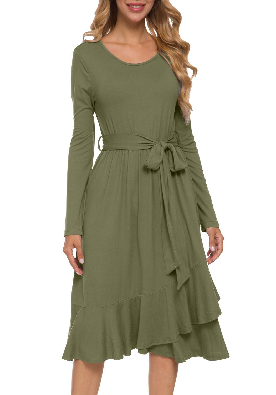 plain midi dress with sleeves