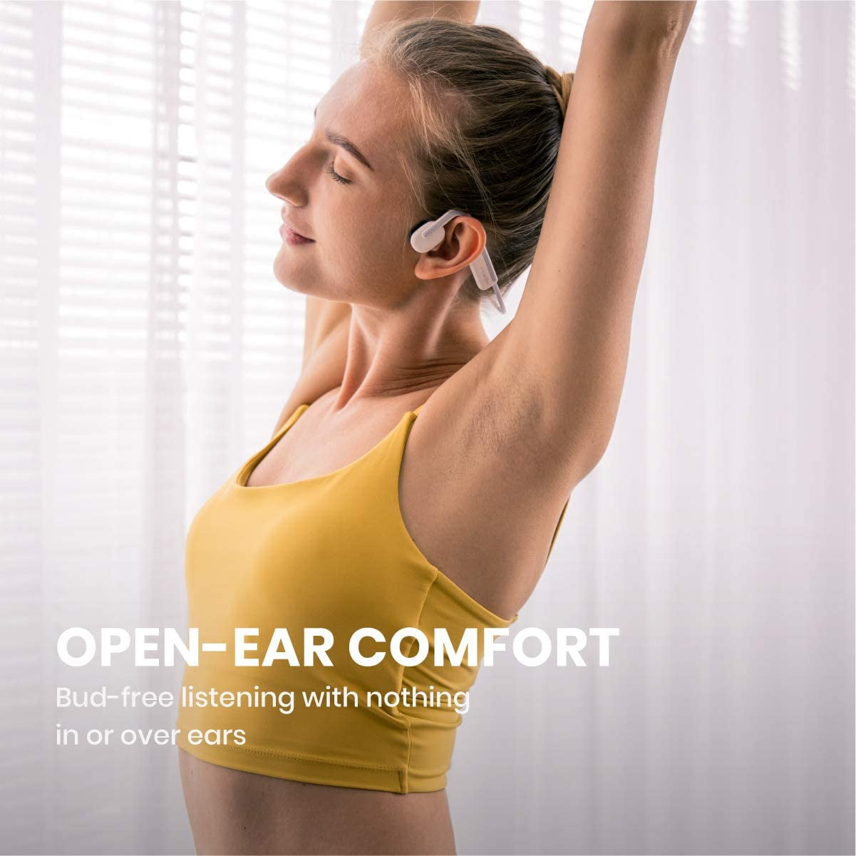 AfterShokz OpenMove Wireless Bone Conduction Headphones Bluetooth 5.0 Open Ear for Sports (Alpine White)