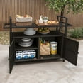 thumbnail image 6 of Uforic Outdoor Kitchen Island Cabinet, Rolling Glass Top Bar Cart with Storage Wheels, Mobile Buffet Sideboard for Backyard Poolside, Black, 6 of 9