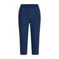 thumbnail image 5 of NinXxx Women's High Waist Stretchy Button Pocket Pull On Cropped Yoga Pants Blue XXL, 5 of 6