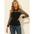 thumbnail image 4 of DARING DIVA Mesh Sheer Keyhole Peplum Top 2XL Black, 4 of 6