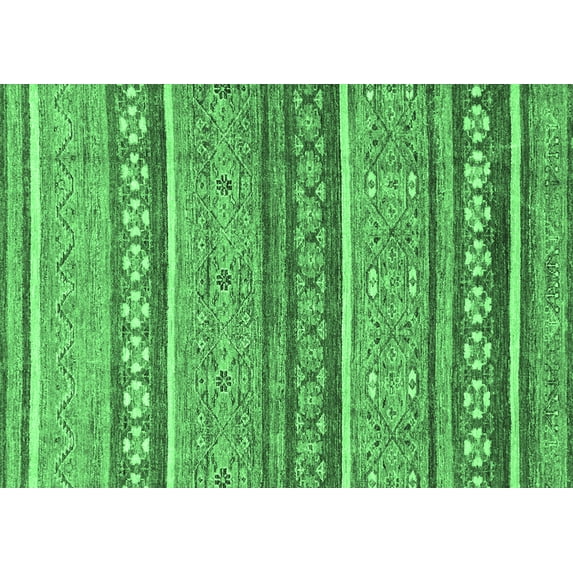 Ahgly Company Indoor Rectangle Abstract Emerald Green Modern Area Rugs, 8' x 10'