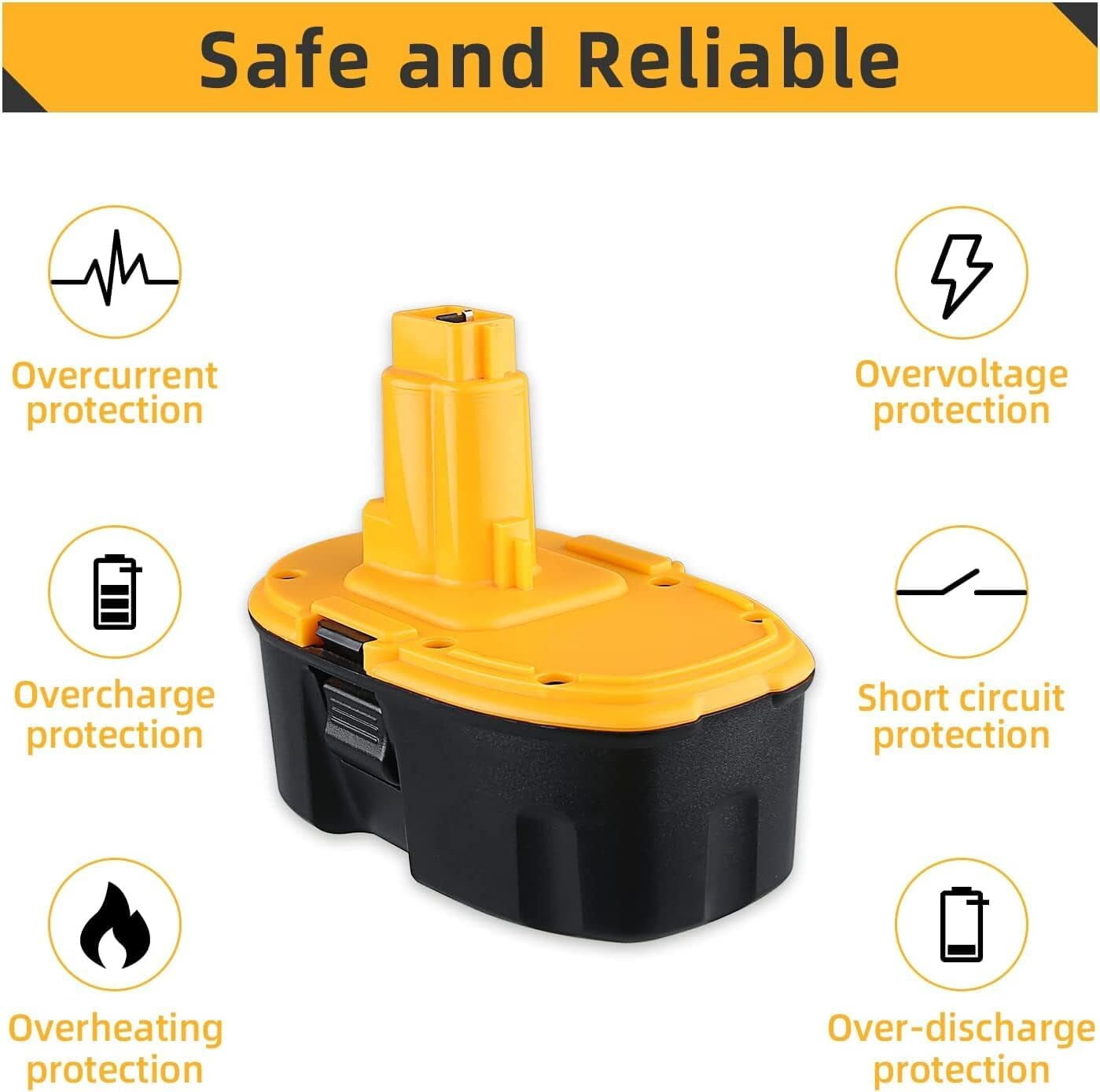 4Pack Replacement for Dewalt 18V Battery NiMH Compatible with Dewalt 18 Volt Battery DC9098 DC9096 DC9099 DC970 DW9095 DW9096 DW9098 DW9099 DE9039 DE9095 DE9096 Cordless Tools