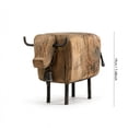 thumbnail image 3 of Wooden Bull Statue Decor, Hand Carved Cow Sculpture with Metal Legs and Vintage Finish, for Shelf Coffee Table Desk and Farmhouse Rustic Home Decor Gift, 3 of 7