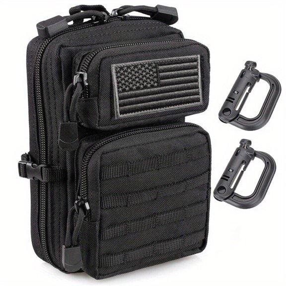 Tactical Nylon Waist Pack with US Flag Waterproof EDC Pouch for Hunting Camping & Phones