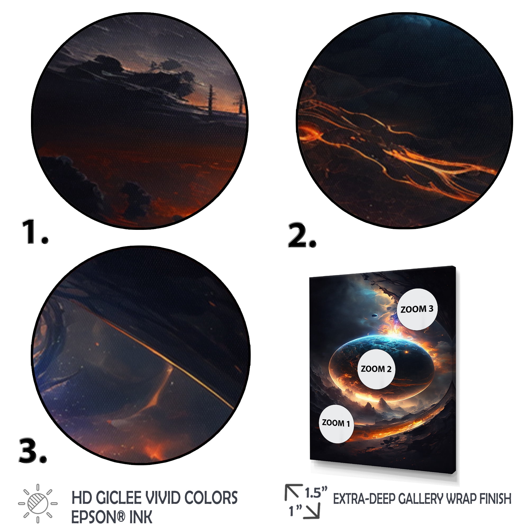 Designart Deep Space Planet Fusion III Canvas Wall Art