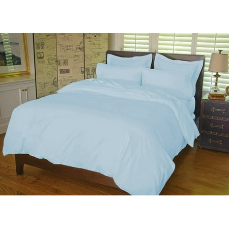 Ivory Cotton Cashmere - Warm Things Home 360 Thread Count Cotton Percale Sheet Set BLUE / King