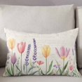 thumbnail image 3 of Summer Colorful Tulip Botanical Vintage Queen Size Pillow Cover, Pillowcase Protectors with Zipper, Breathable Decorative Throw Pillow Case Cover, Pillow Shams for Couch Sofa 20x30Inch, 3 of 7