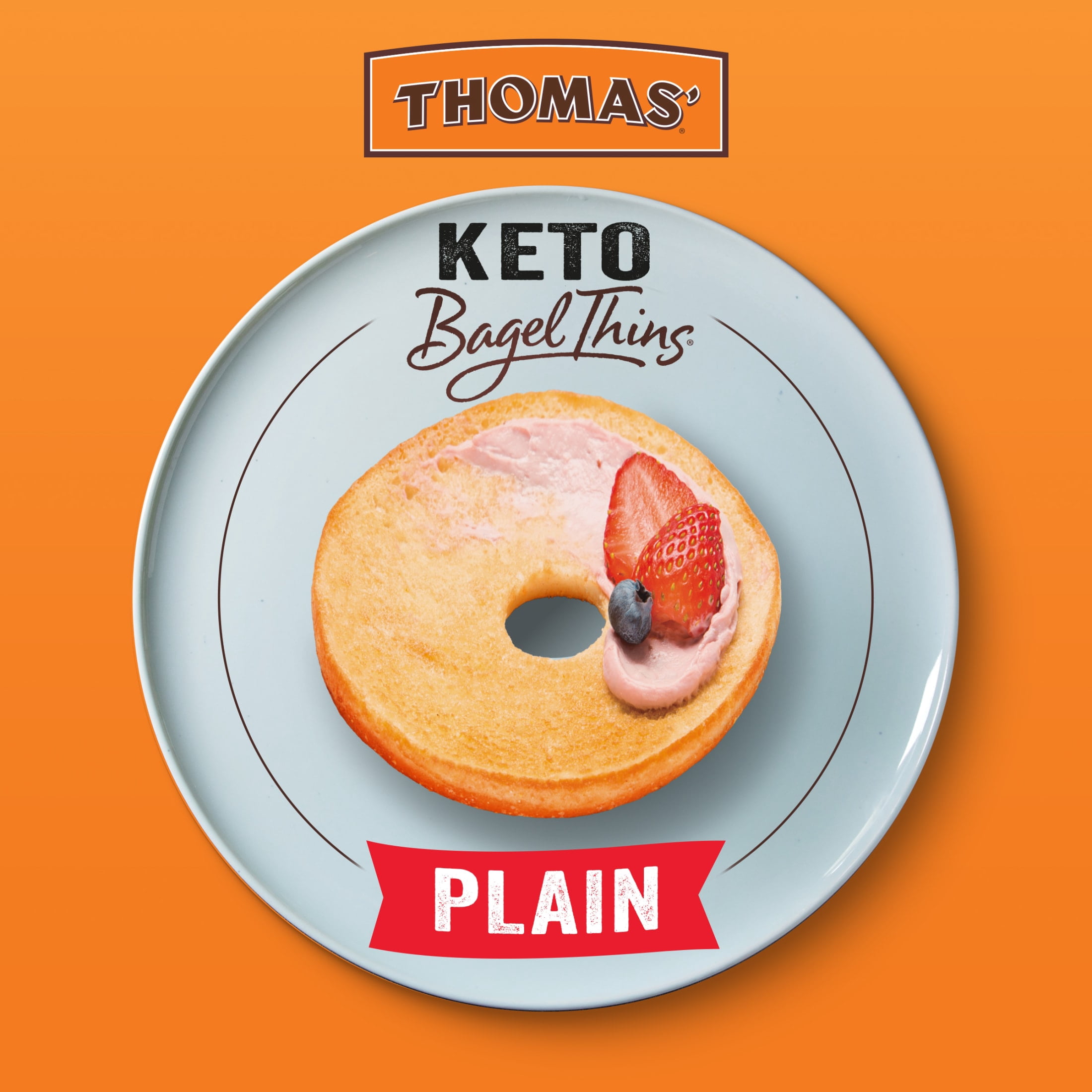 Thomas' Keto Plain Bagel Thins, 8 count, Bagels, 13 oz Bag