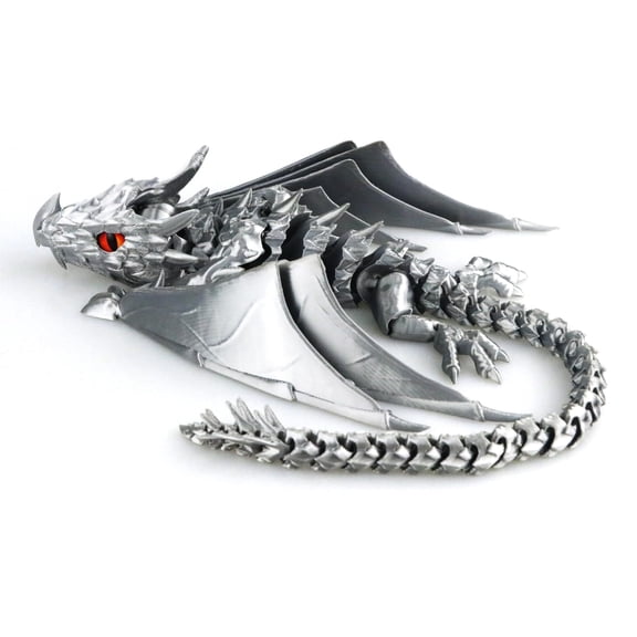 3D Printed Dragon with Wings, Fidget Animals, Flexible Articulated Winged Crystal Model,Home Office Decor Desktop Pet
