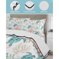 thumbnail image 3 of Twin Quilt Bedding Set, Teal Red Coastal Reversible Summer Quilt 3 Pieces, Beach Nautical Sea Turtle Coral Starfish Lightweight Bedspreads Coverlets with 2 Pillow Shams for All Seasons, 3 of 5
