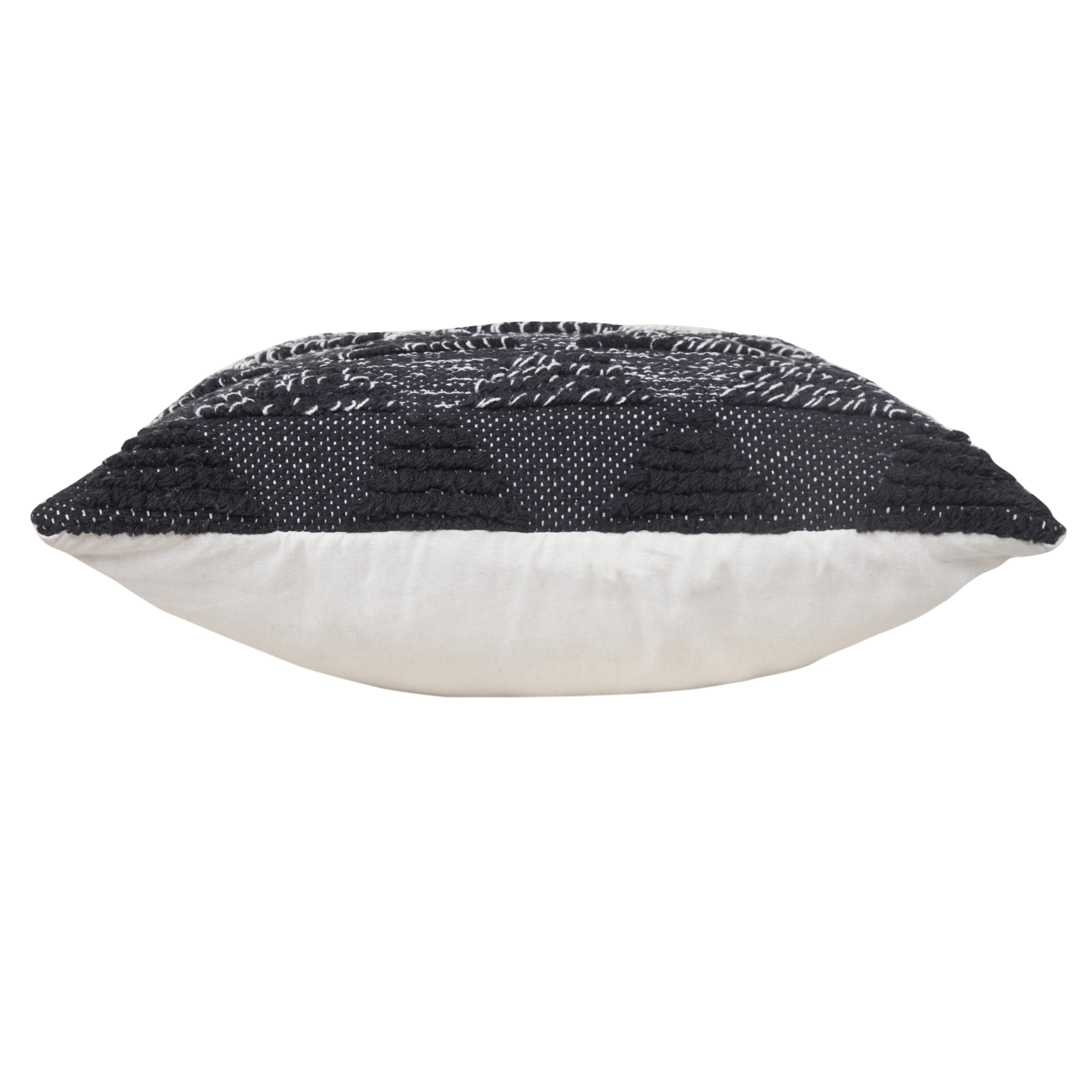 Ox Bay Miles 20" x 20" Black/Ivory Geometric Color Block Cotton Adult Decorative Throw Pillow