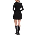 thumbnail image 3 of Vestido Casual de Mujer Inspire Chic con Cuello Cuadrado y Manga Larga, Corte A, por encima de la Rodilla, Color Negro, 3 of 6