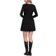 thumbnail image 3 of Vestido Casual de Mujer Inspire Chic con Cuello Cuadrado y Manga Larga, Corte A, por encima de la Rodilla, Color Negro, 3 of 6