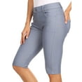 thumbnail image 2 of Women's Bermuda Stretchy Jean Shorts with 5 Pockets Cotton Blend, Slate Gray L, 2 of 4