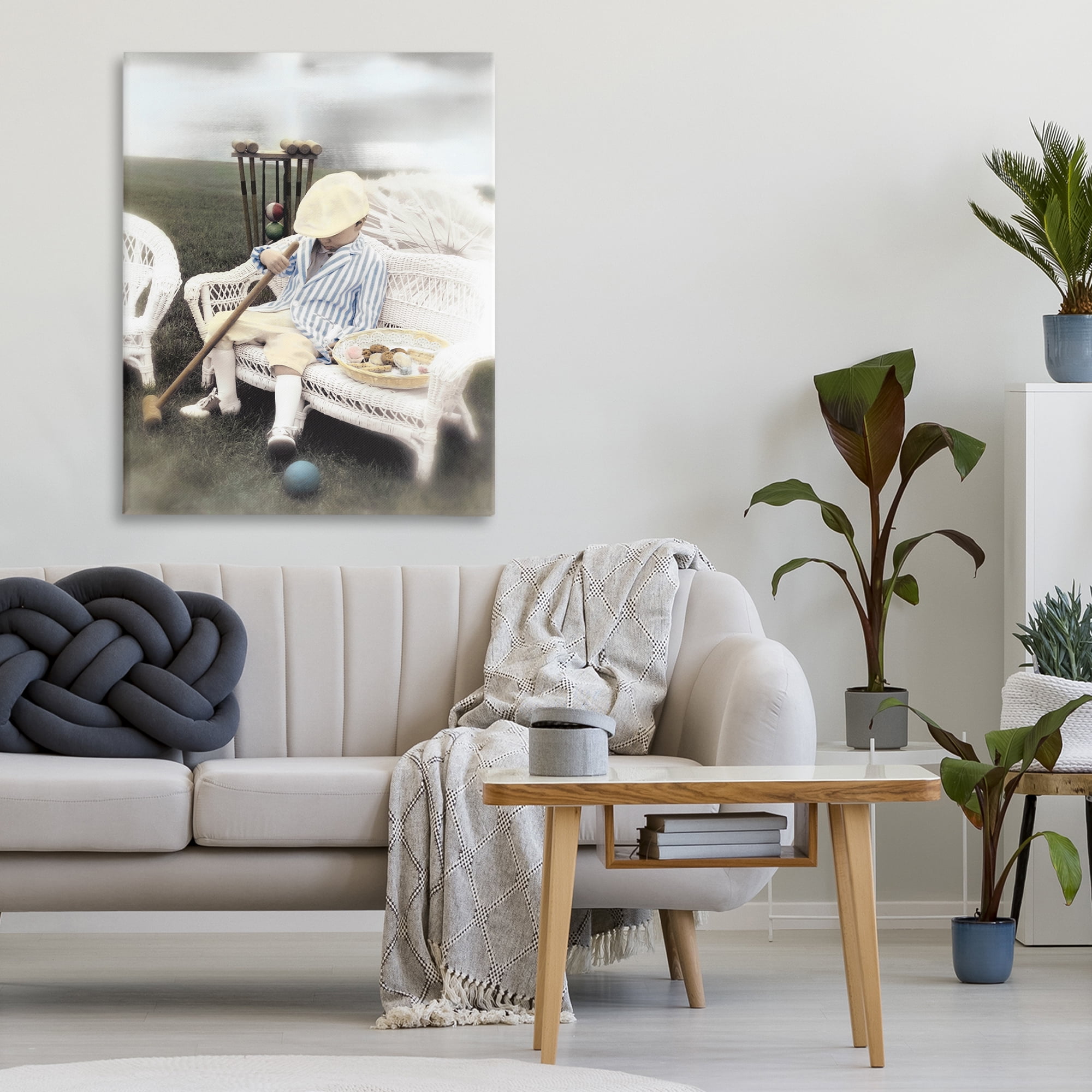Stupell Industries Child with Croquet Mallet Canvas Wall Art, design by Kendra Dew