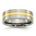 thumbnail image 1 of Titanium Yellow IP-plated Grooved 7mm Polished Band Ring 6 Size, 1 of 6