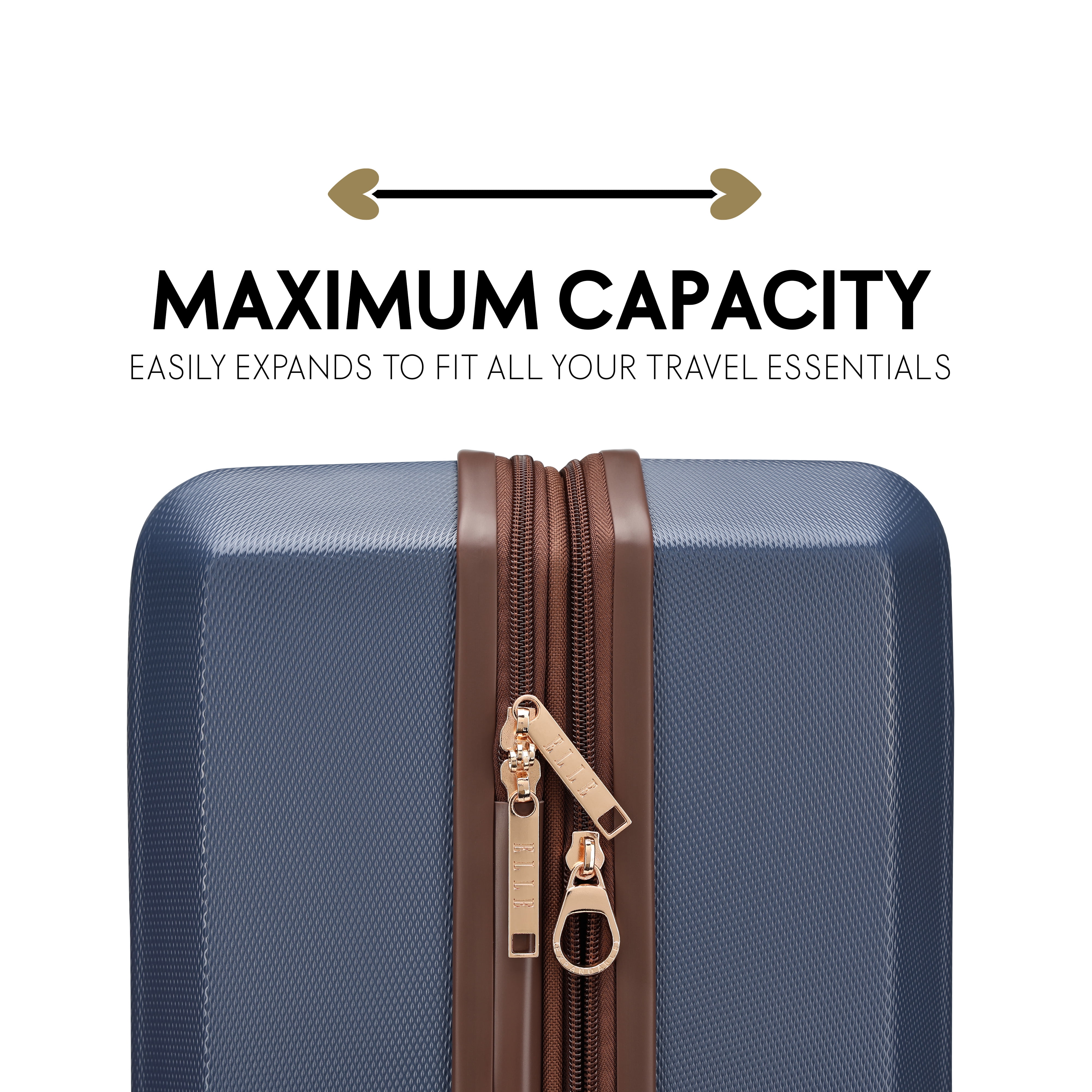 ELLE Luxe Journey 3 Piece Expandable Retro Spinner Luggage Set | Navy
