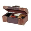 Vintage Inspired Decorative Wooden Treasure Chest and Shoe Box with Handle and Strap Ideal as Keepsake Box, Jewelry Box, Photo Storage Box for Shelves, Dresser or Tabletop