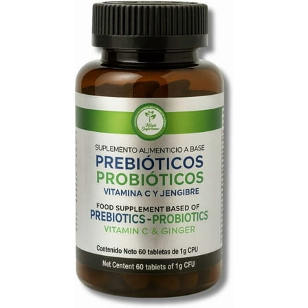 Prebiotic & Probiotic Supplement – 60 Tablets – Gut Health & Digestive Enzymes – Lactobacillus, Bifidobacterium, Agave Inulin, Papaya, Ginger & Vitamin C – 30-Day Supply - Probioticos
