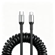 Coiled USB-C to USB-C 100W Charging Cable - (4ft,Black) 1Pack