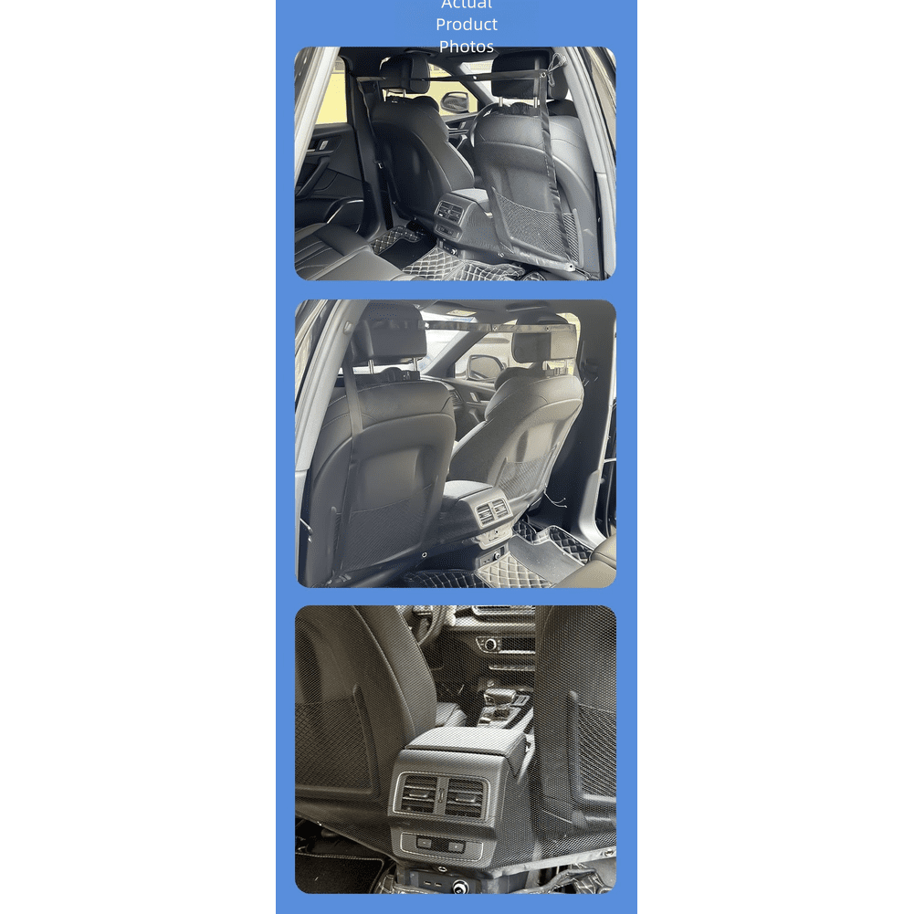 Baguer Universal Car Pet Barrier Net for Back Seat 116x76cm Black Mesh Dog Divider with Elastic Ropes