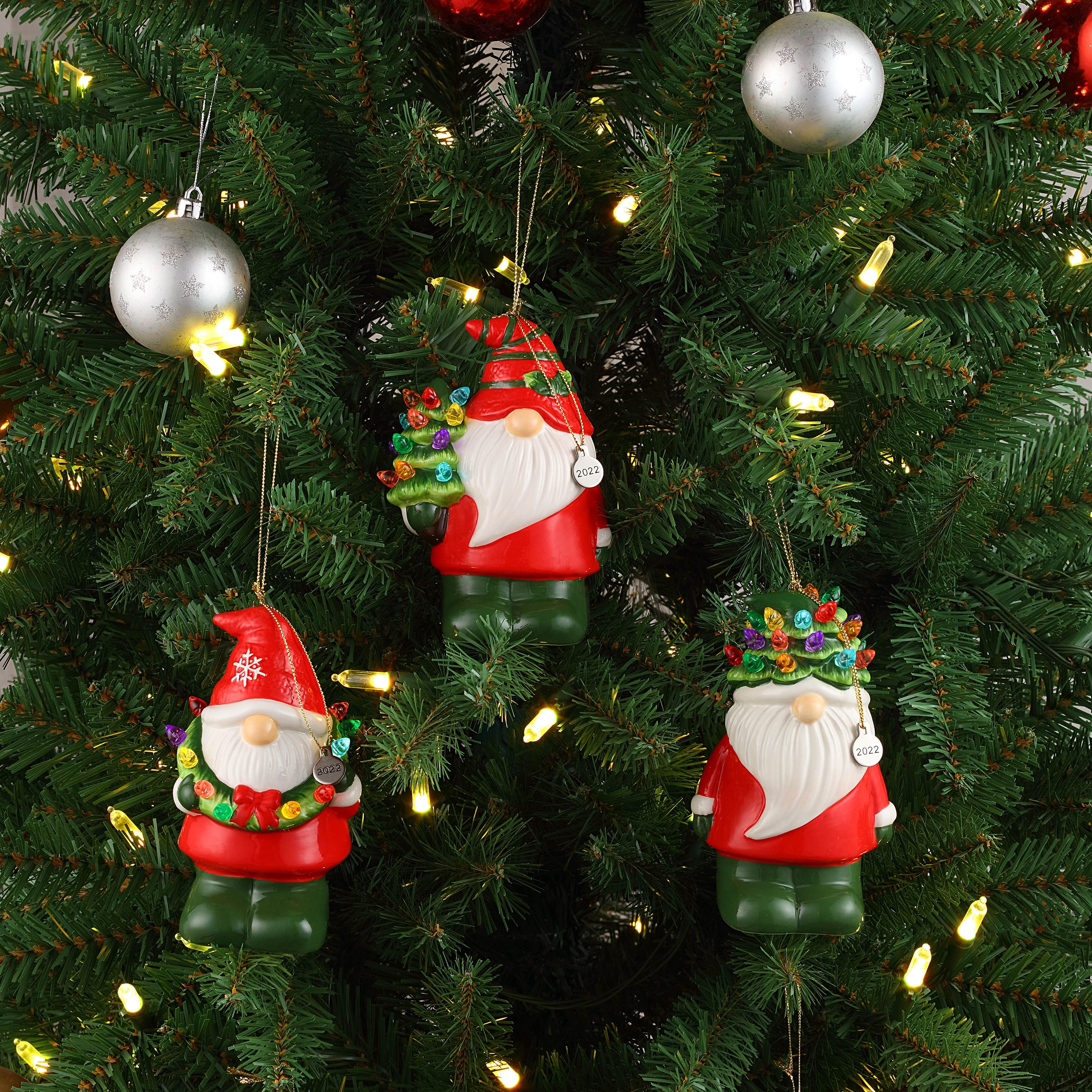 Mr. Christmas 6pc Assorted 5" Ceramic Gnomes Decoration, Red