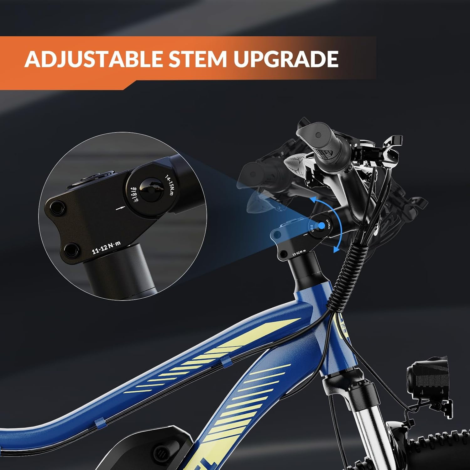 5TH WHEEL WPB17 Electric Bike for Adults, 500W Motor, 48V 10.4Ah Removable Battery with 7-Speed, 27.5" Tires, Commuting Mountain Ebike with LCD Display and Adjustable Stem, UL2849, Blue
