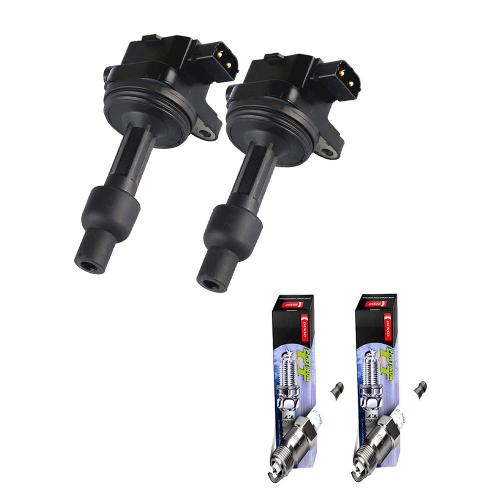 Set of 2 ISA Ignition Coils and 2 Denso Spark Plugs Compatible with