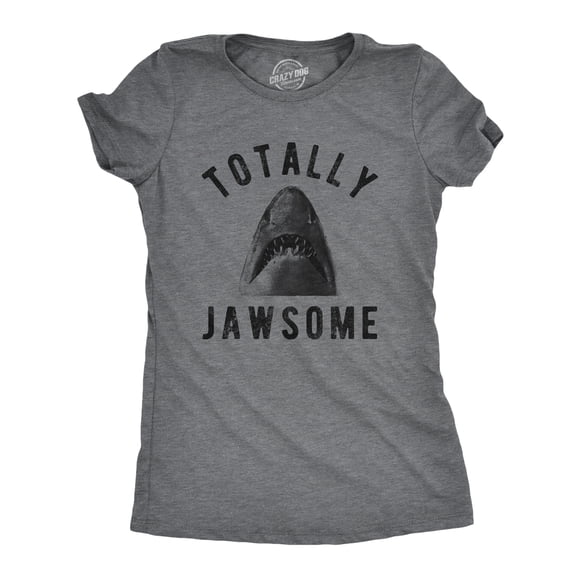 T-shirt pour Femmes Totally Jawsome Drôle Hilarant Shark Bite Graphique Nouveauté (Gris Chiné Foncé) - TTG