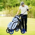 thumbnail image 2 of Goplus Folding 4 Wheels Golf Push Cart W/Bag Scoreboard Adjustable Handle Blue, 2 of 12