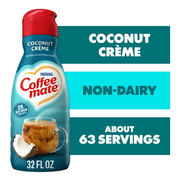 Nestle Coffee Mate Non Dairy Coconut Creme Liquid Coffee Creamer, 32 fl oz Bottle