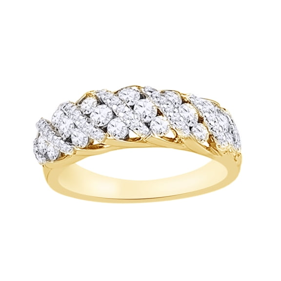 AFFY White Natural Diamond Anniversary Ring In 10k Yellow Gold (1 Cttw)