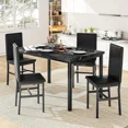 thumbnail image 3 of MOOSENG 5 Piece Dining Table Set for 4, Faux Marble Kitchen Table and Chairs for 4, Modern Dining Room Table with 4 Chairs, Dinner Table Set for Small Spaces, Black, 3 of 9