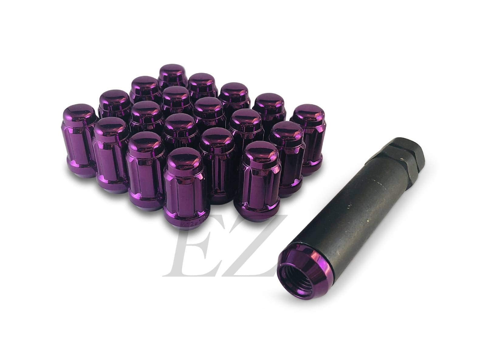 24 Purple Spline Drive Small Diameter Acorn 1/2" Purple Lug Nut Kit with Key